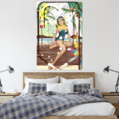 ヴィンテージ弾球機 キャンバスプリント (インサイチュ (寝室))