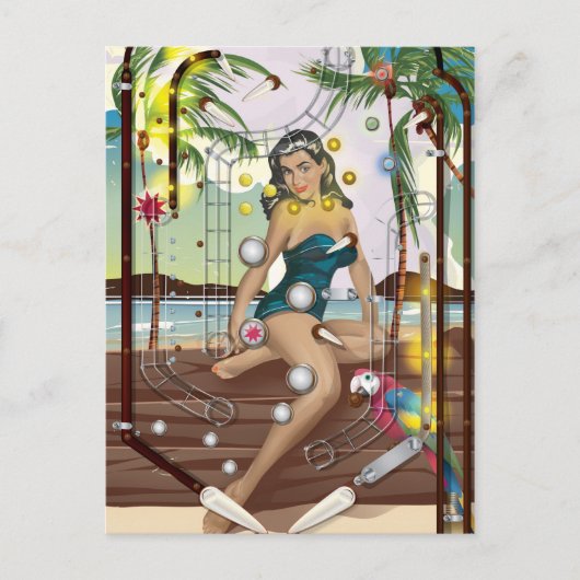 ヴィンテージ弾球機 ポストカード (正面)