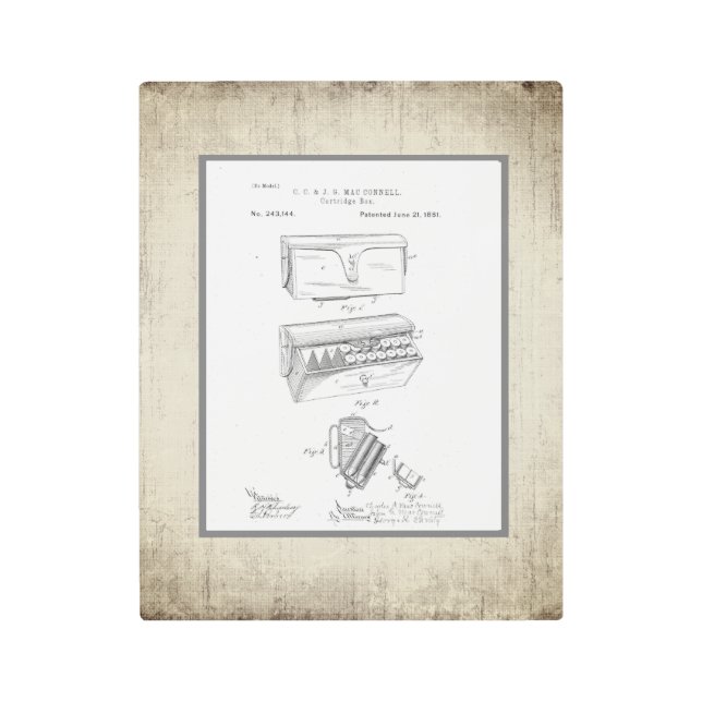 ヴィンテージ弾薬箱の特許 メタルプリント (正面)