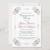 ヴィンテージ形状クラシカルモチーフ婚約パーティ 招待状 (正面)