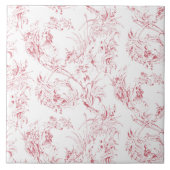 ヴィンテージ彫りフランスのフローラファンタジートイルピンク タイル (正面)