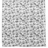 ヴィンテージ彫り王室のクラウン シャワーカーテン (正面)