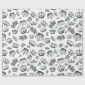 ヴィンテージ彫り王室のクラウン ラッピングペーパー (フラット)