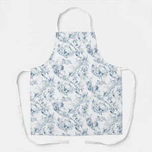 ヴィンテージ彫フランスのりフローラファンタジーToile-Blue エプロン