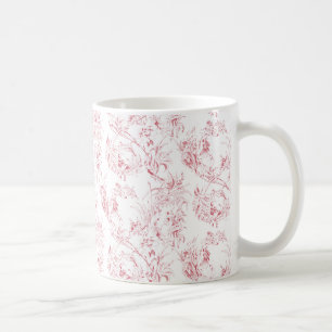ヴィンテージ彫フランスのりフローラファンタジーToile-Pink コーヒーマグカップ