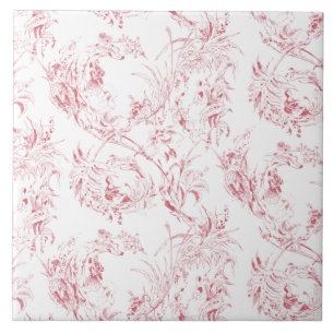 ヴィンテージ彫フランスのりフローラファンタジーToile-Pink  タイル