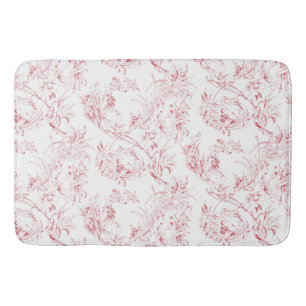 ヴィンテージ彫フランスのりフローラファンタジーToile-Pink バスマット