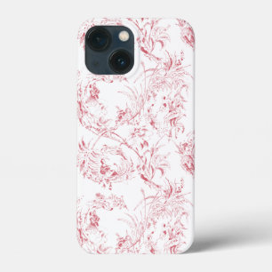 ヴィンテージ彫フランスのりフローラファンタジーToile-Pink iPhone 13 Miniケース