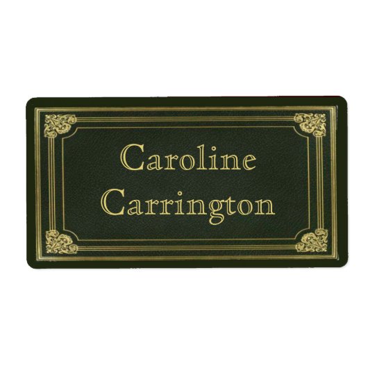 ヴィンテージ彫刻皮革効果個人シール ラベル (正面)