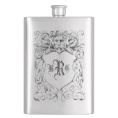 ヴィンテージ彫刻紋章モノグラム フラスク (正面)