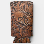 ヴィンテージ彫刻革 スリム缶クーラー (正面)