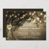 ヴィンテージ彫素朴刻オークツリーリハーサルディナー 招待状 (正面/裏面)