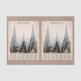 ヴィンテージ復元された山のインフォグラフィック、デコページ 薄葉紙