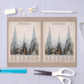 ヴィンテージ復元された山のインフォグラフィック、デコページ 薄葉紙 (クラフト)