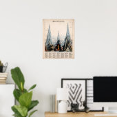 ヴィンテージ復元された山の高さインフォグラフィック, 1850 ポスター (ホームオフィス)