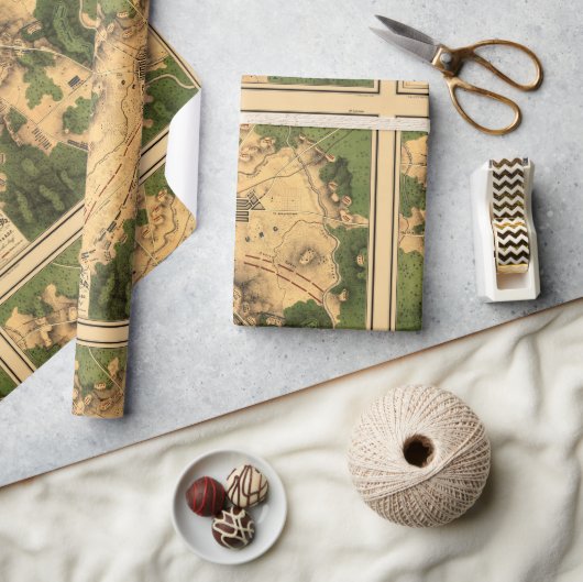 ヴィンテージ復元ゲチスバーグの戦いの地図， 1863 ラッピングペーパー (クラフト)