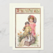 ヴィンテージ復活祭と平和メッセージ シーズンカード (正面/裏面)