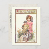 ヴィンテージ復活祭と平和メッセージ ポストカード (正面/裏面)