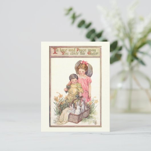 ヴィンテージ復活祭と平和メッセージ ポストカード (スタンド正面)