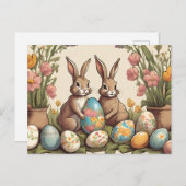 ヴィンテージ復活祭と復活祭の卵 シーズンポストカード (正面/裏面)