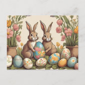 ヴィンテージ復活祭と復活祭の卵 シーズンポストカード (正面)