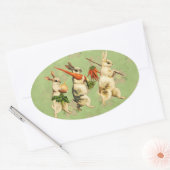 ヴィンテージ復活祭のバニー・ステッカー 楕円形シール (封筒)