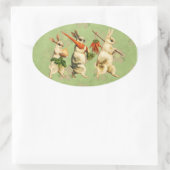 ヴィンテージ復活祭のバニー・ステッカー 楕円形シール (バッグ)