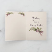 ヴィンテージ復活祭の女の子のボンネットグリーティングカード シーズンカード (内部)