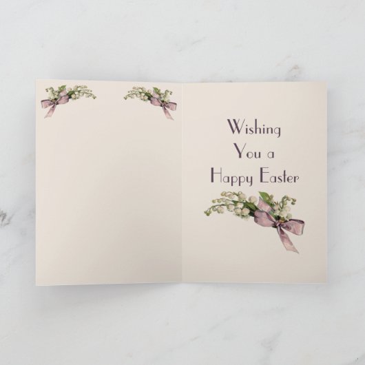 ヴィンテージ復活祭の女の子のボンネットグリーティングカード シーズンカード (内部)