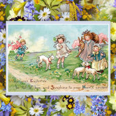 ヴィンテージ復活祭の子どもと子羊イースター シーズンカード