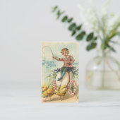 ヴィンテージ復活祭の少年とシック挨拶 名刺 (スタンド正面)