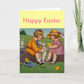 ヴィンテージ復活祭の少年と少女 シーズンカード (正面)