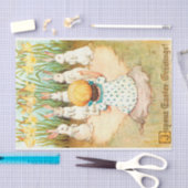 ヴィンテージ復活祭の挨拶で歌うバニー 薄葉紙 (クラフト)