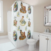 ヴィンテージ復活祭の白いショーカーテン シャワーカーテン (インサイチュ)