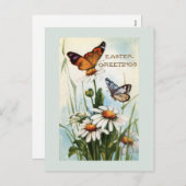 ヴィンテージ復活祭の蝶ポストカード シーズンポストカード (正面/裏面)