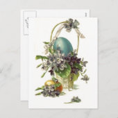 ヴィンテージ復活祭バスケット シーズンポストカード (正面/裏面)