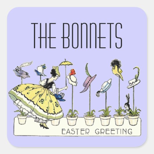 ヴィンテージ復活祭ボンネットショッパー スクエアシール (正面)