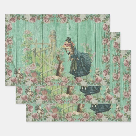 ヴィンテージ復活祭 ラッピングペーパーシート (セット)