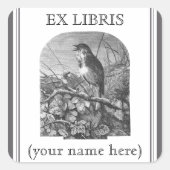 ヴィンテージ微小バードエッチング蔵書票 スクエアシール (正面)