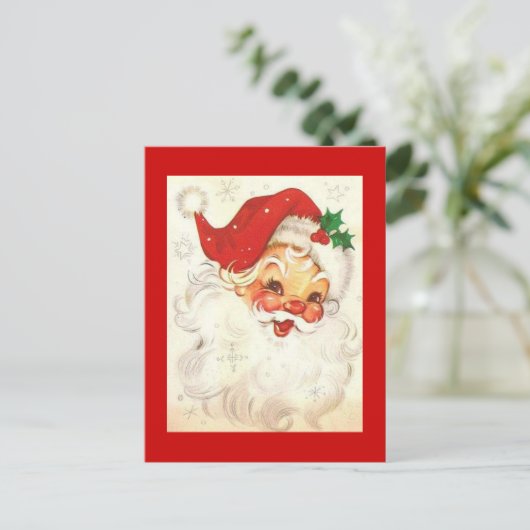 ヴィンテージ微笑むサンタクロース シーズンポストカード (スタンド正面)