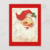 ヴィンテージ微笑むサンタクロース シーズンポストカード (正面)