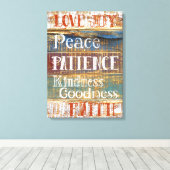 ヴィンテージ徳感動的素朴タイポグラフィ キャンバスプリント (インサイチュ (ウッドフロア))