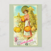 ヴィンテージ心のこもった感謝祭パンプキン シーズンポストカード (正面)