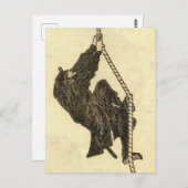 ヴィンテージ忍者1800年代マンガ北斎 ポストカード (正面/裏面)