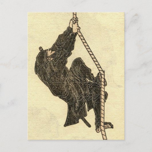 ヴィンテージ忍者1800年代マンガ北斎 ポストカード (正面)