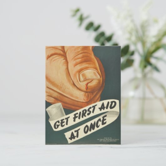 ヴィンテージ応急処置を直ちに受ける ポストカード (スタンド正面)
