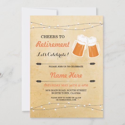 ヴィンテージ応援から退職パーティービールへの招待状 招待状 (正面)