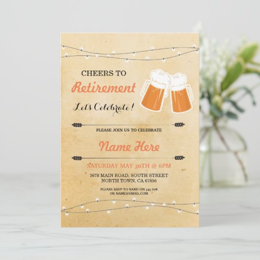 ヴィンテージ応援から退職パーティービールへの招待状 招待状 (スタンド正面)