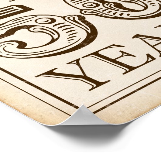 ヴィンテージ応援から50年への署名プリント ポスター (角)