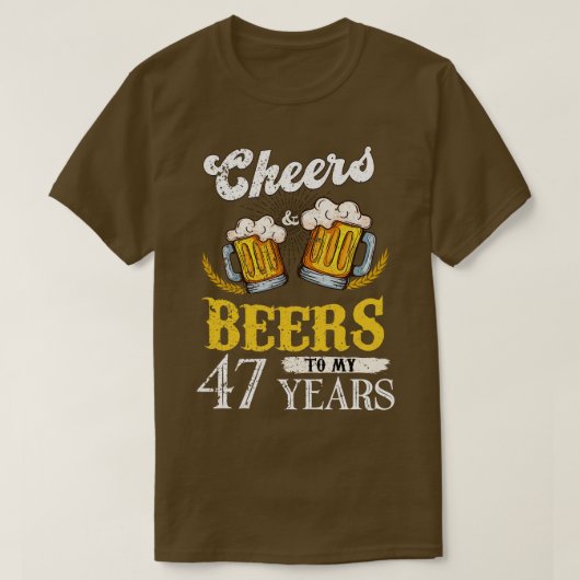 ヴィンテージ応援とビール私の47年の誕生日 Tシャツ (デザイン正面)